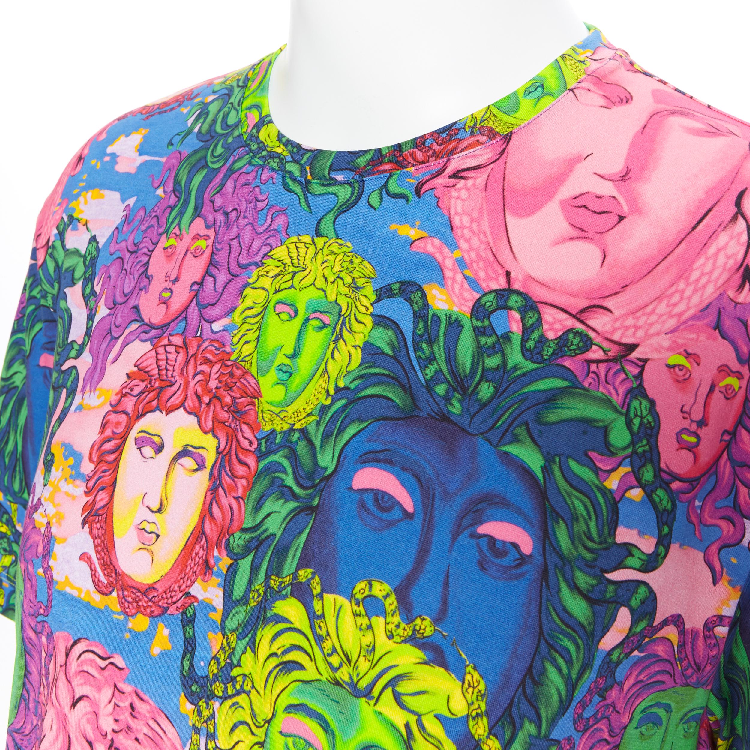 new VERSACE 2018 Pop Foulard multicolour neon Medusa all-over print t-shirt XXL 3