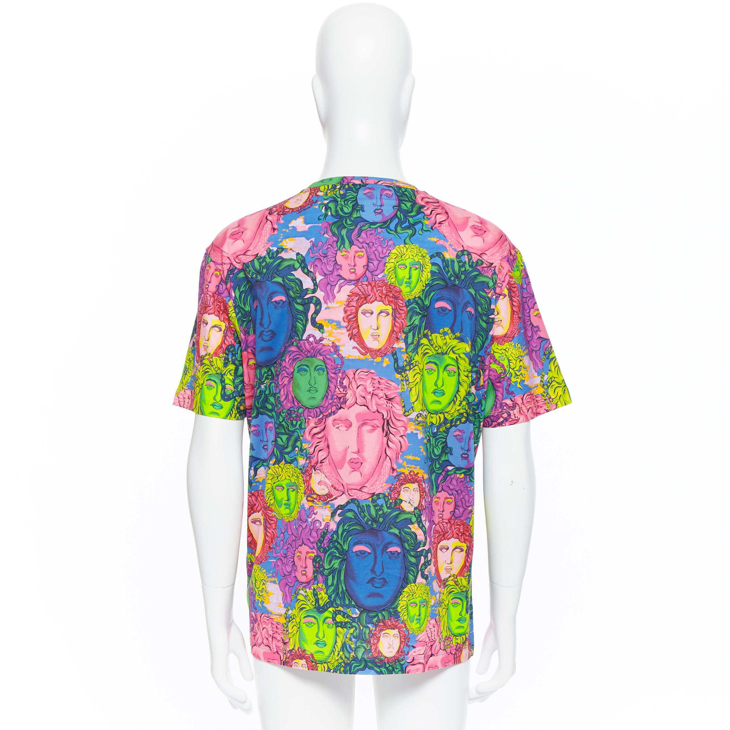new VERSACE 2018 Pop Foulard multicolour neon Medusa all-over print t-shirt XXXL 1