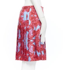 new VERSACE 2018 Runway 100% silk blue pink barocco pleated slit mini skirt IT40