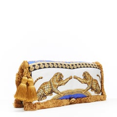 new VERSACE 2018 Runway Pillow Talk baroque leopard silk tassel shoulder bag