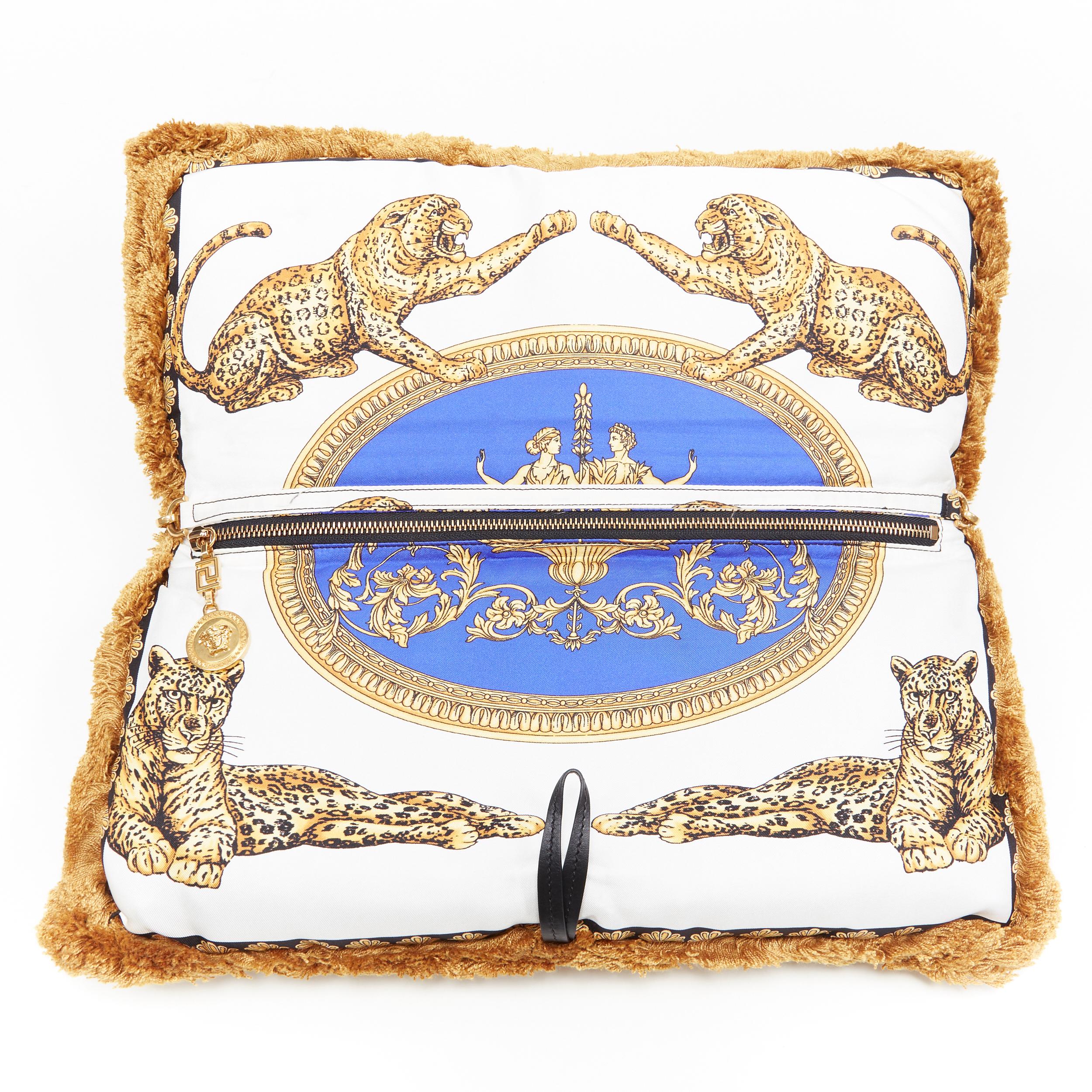 Women's new VERSACE 2018 Runway Pillow Talk baroque leopard silk tassel shoulder bag