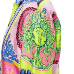 new VERSACE 2018 Runway Pop Foulard 100% silk neon Medusa baroque shirt EU40 L
