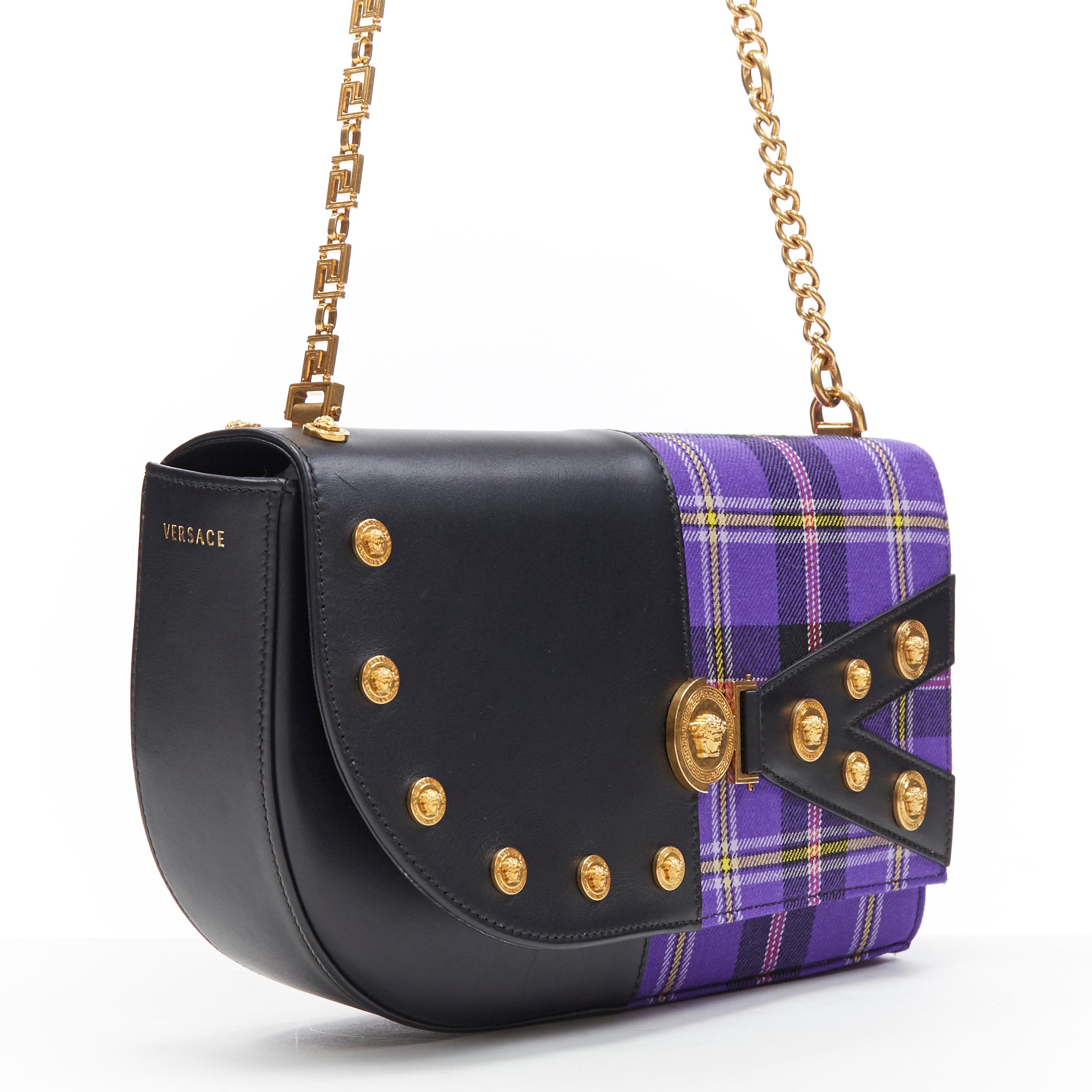 purple plaid purse