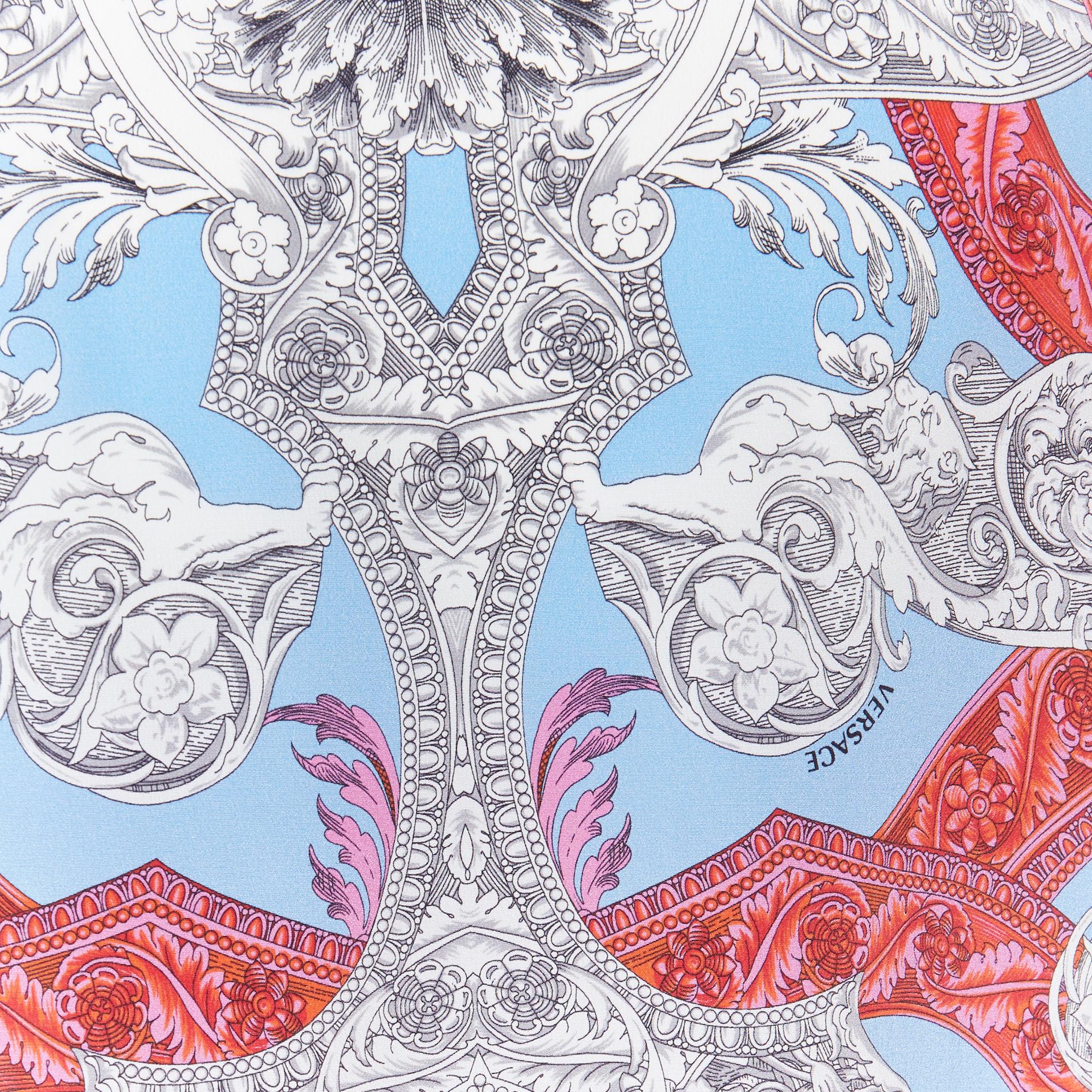 new VERSACE 2018 Runway silk blue pink baroque barocco print Medusa shirt IT40 M 6