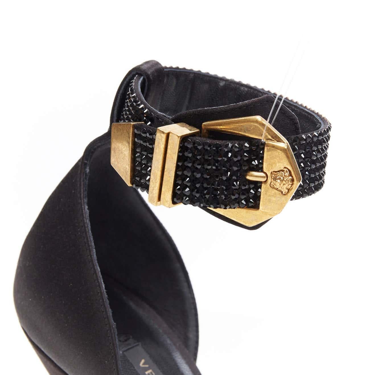 new VERSACE 2018 Tribute Bondage crystal encrusted gold Medusa sandals EU39 4