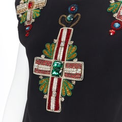 new VERSACE 2018 Tribute Runway Byzantine Cross jewel encrusted dress IT40 S
