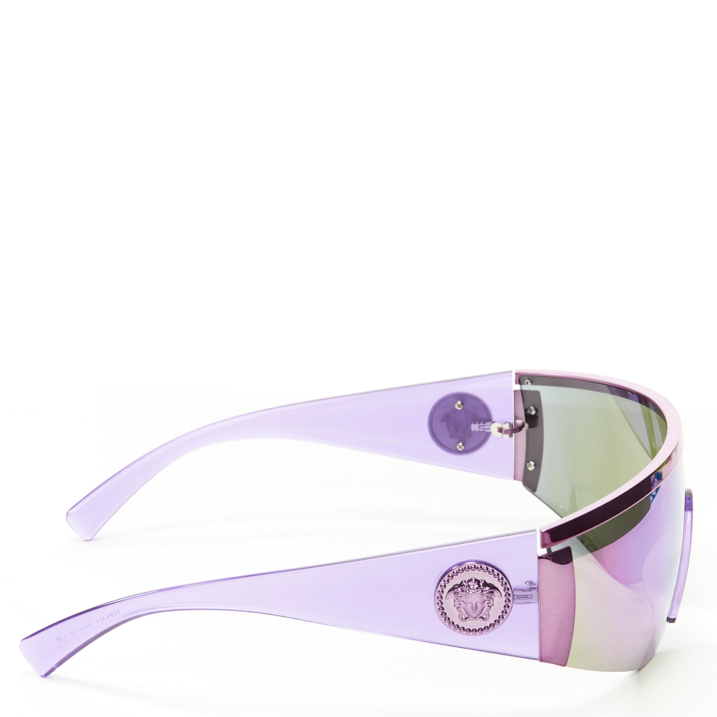 Blue new VERSACE 2018 Tribute VE2197 Medusa purple blue mirrored shield sunglasses