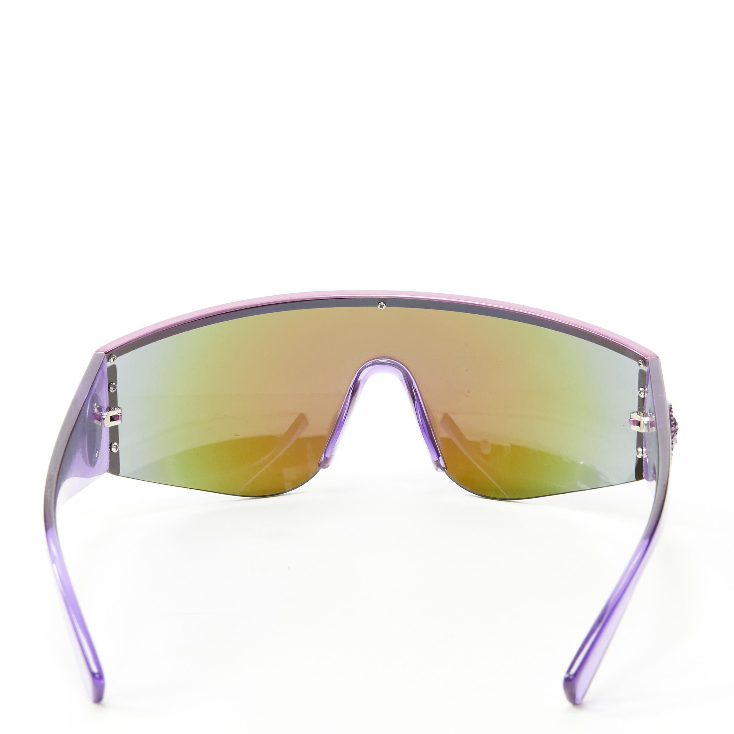 new VERSACE 2018 Tribute VE2197 Medusa purple blue mirrored shield sunglasses In New Condition In Hong Kong, NT
