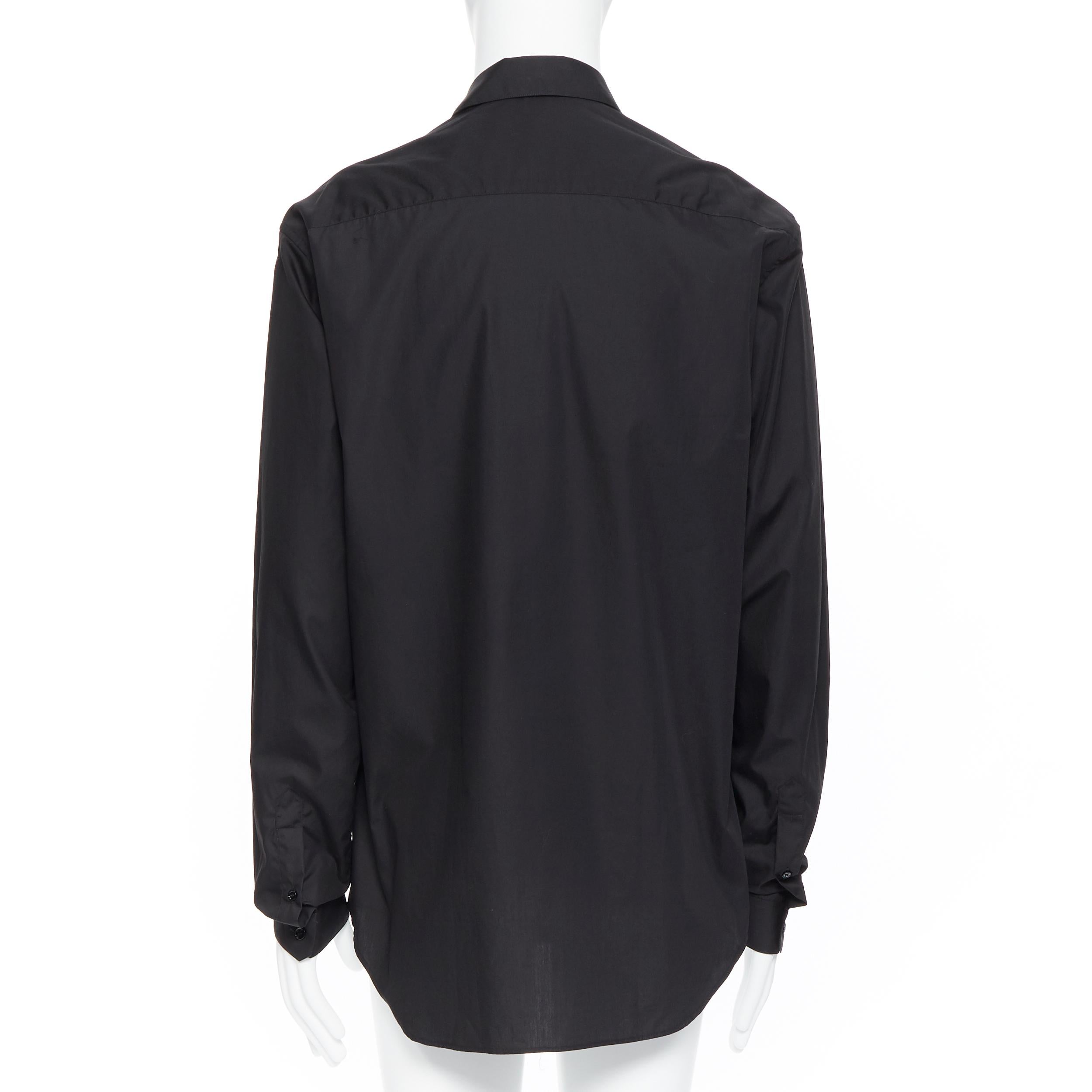 Men's new VERSACE 2019 black cotton gold Medusa embroidery long sleeve shirt EU44 XXXL