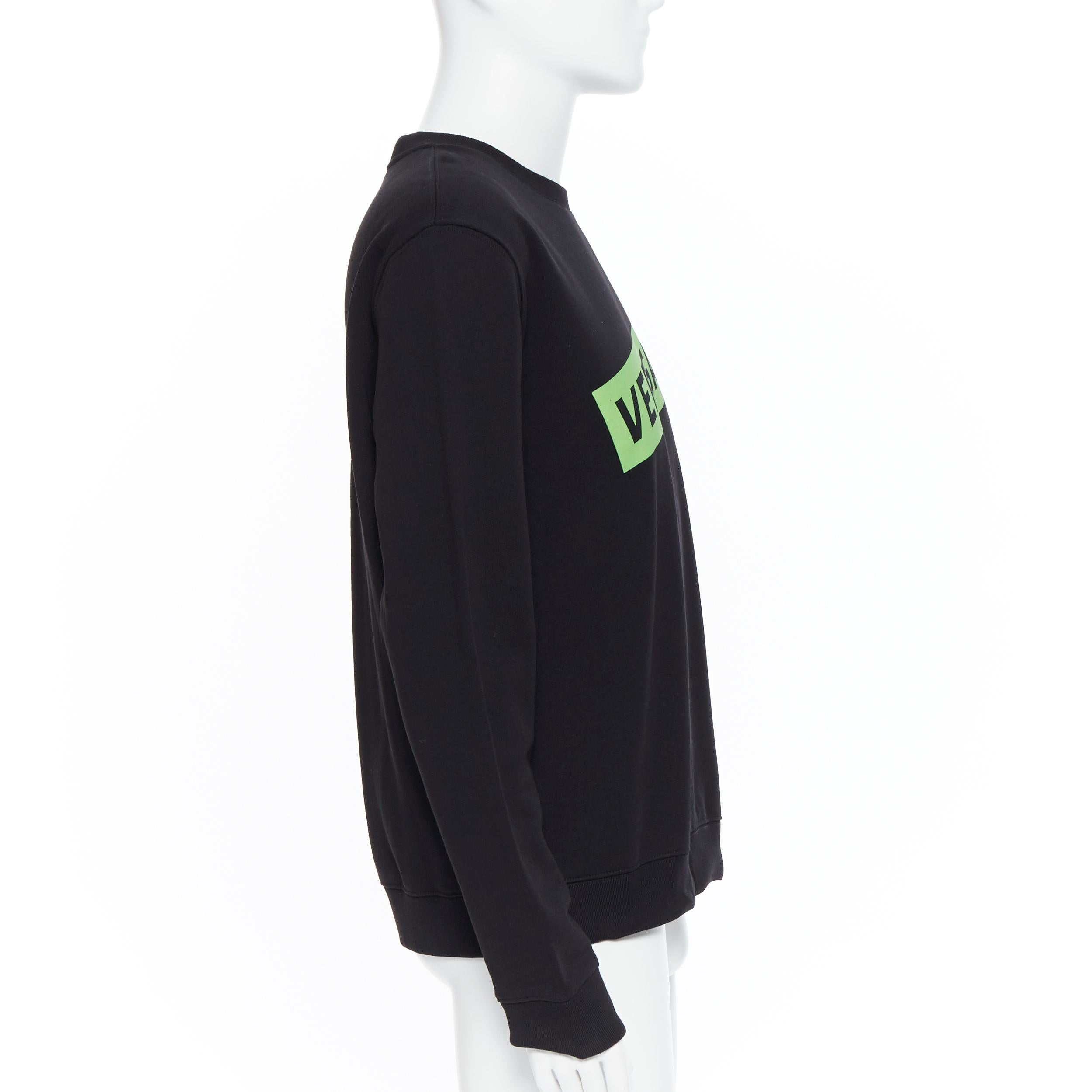 Black new VERSACE 2019 black cotton green box logo graphic crewneck pullover sweats XL