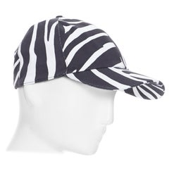 new VERSACE 2019 black white zebra srtipe cotton gold Medusa buckle cap hat 57
