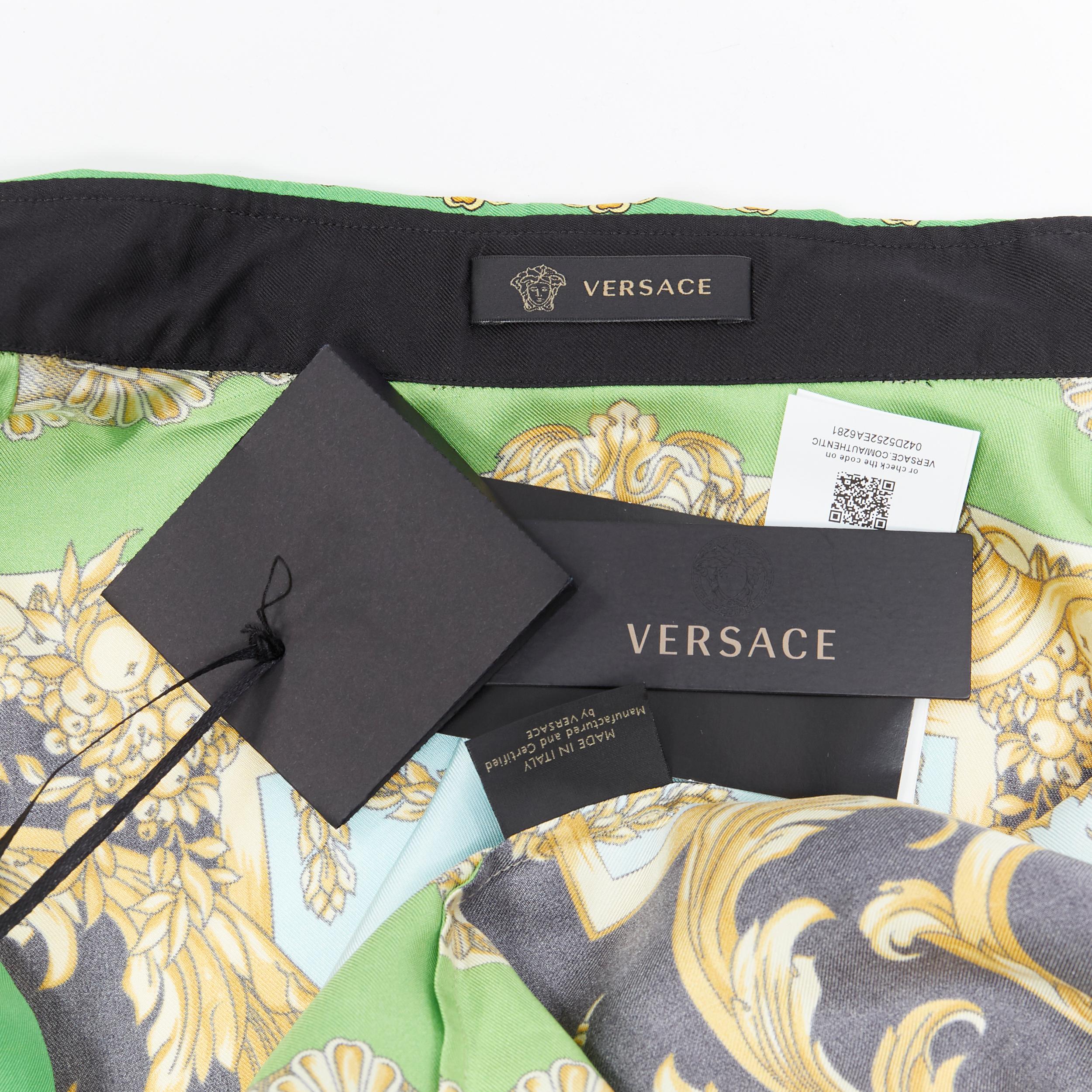 new VERSACE 2019 Runway 100% silk green black gold barocco statue shirt EU45 5XL 4