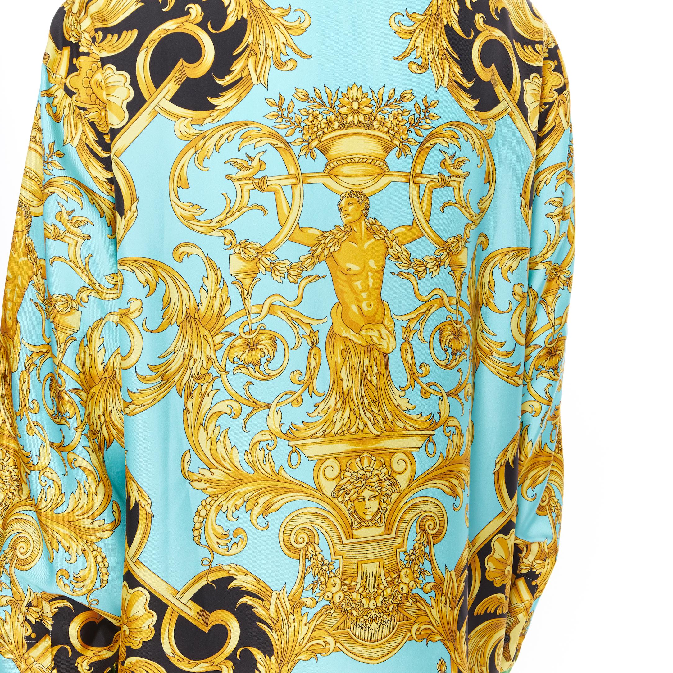 new VERSACE 2019 Runway 100% silk green black gold barocco statue shirt EU45 5XL
Brand: Versace
Designer: Donatella Versace
Collection: Fall Winter 2019
Model Name / Style: Silk shirt
Material: Silk
Color: Green
Pattern: Abstract
Extra Detail: