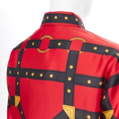 new VERSACE 2019 Runway 100% silk red black gold Medusa bondage shirt EU39 M