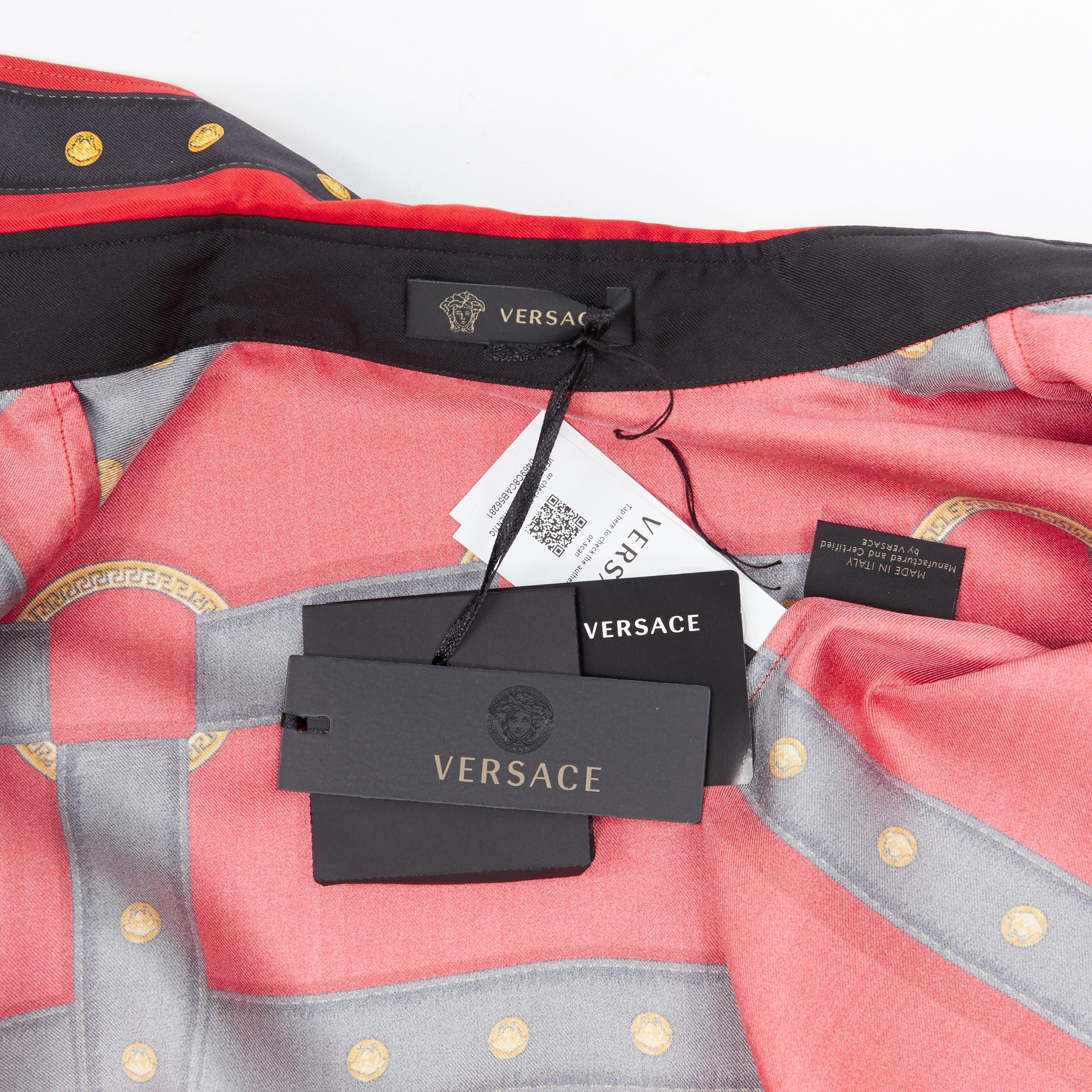 nuevo VERSACE 2019 Pasarela 100% seda rojo negro oro Medusa camisa de servidumbre EU41 XL 6