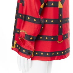 new VERSACE 2019 Runway 100% silk red black gold Medusa bondage shirt EU42 2XL