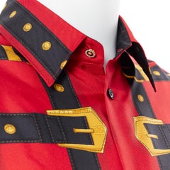 new VERSACE 2019 Runway 100% silk red black gold Medusa harness shirt EU40 L