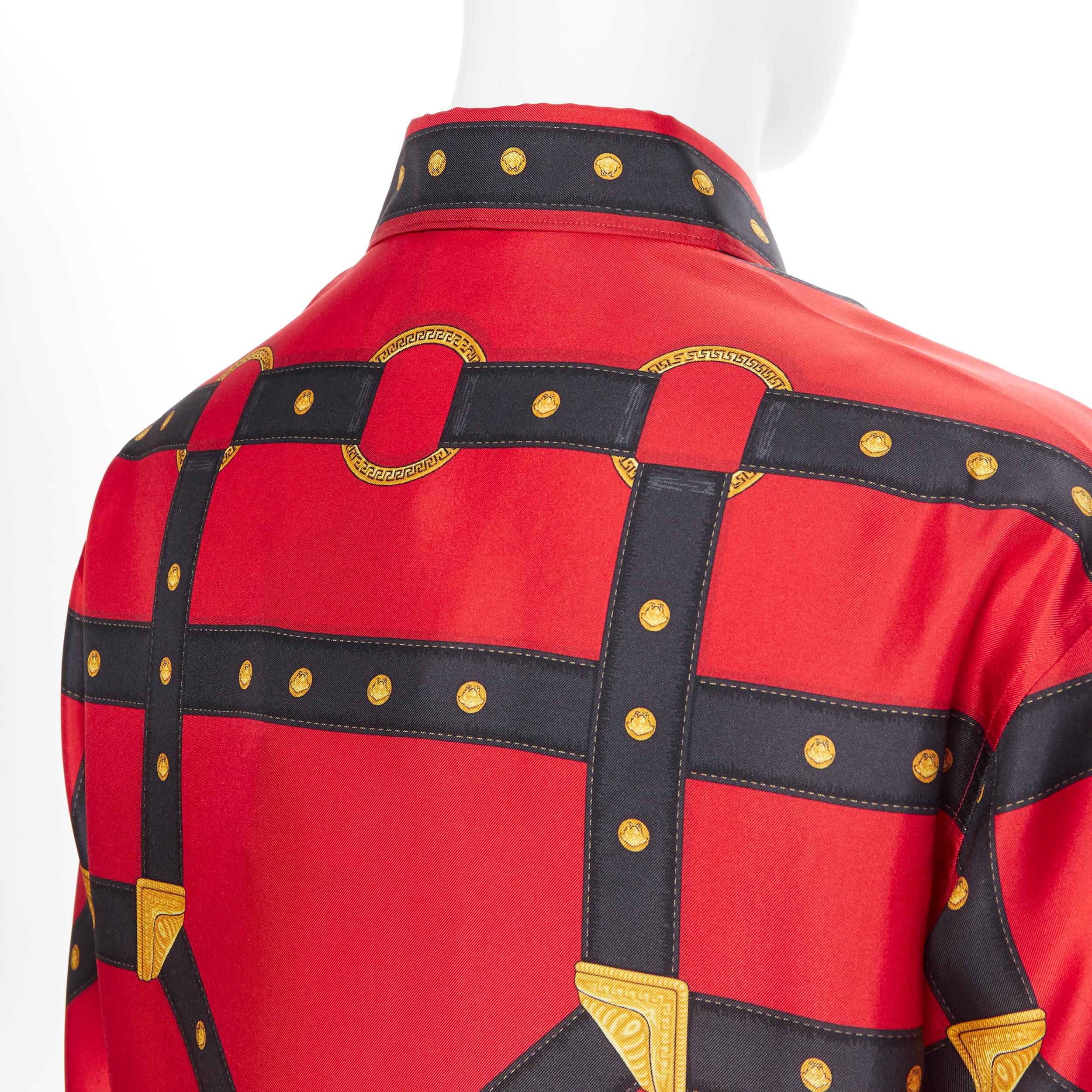 new VERSACE 2019 Runway 100% silk red black gold Medusa harness shirt EU40 L 1