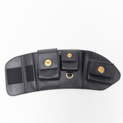 new VERSACE 2019 Runway black gold Medusa button multipocket arm harness bag