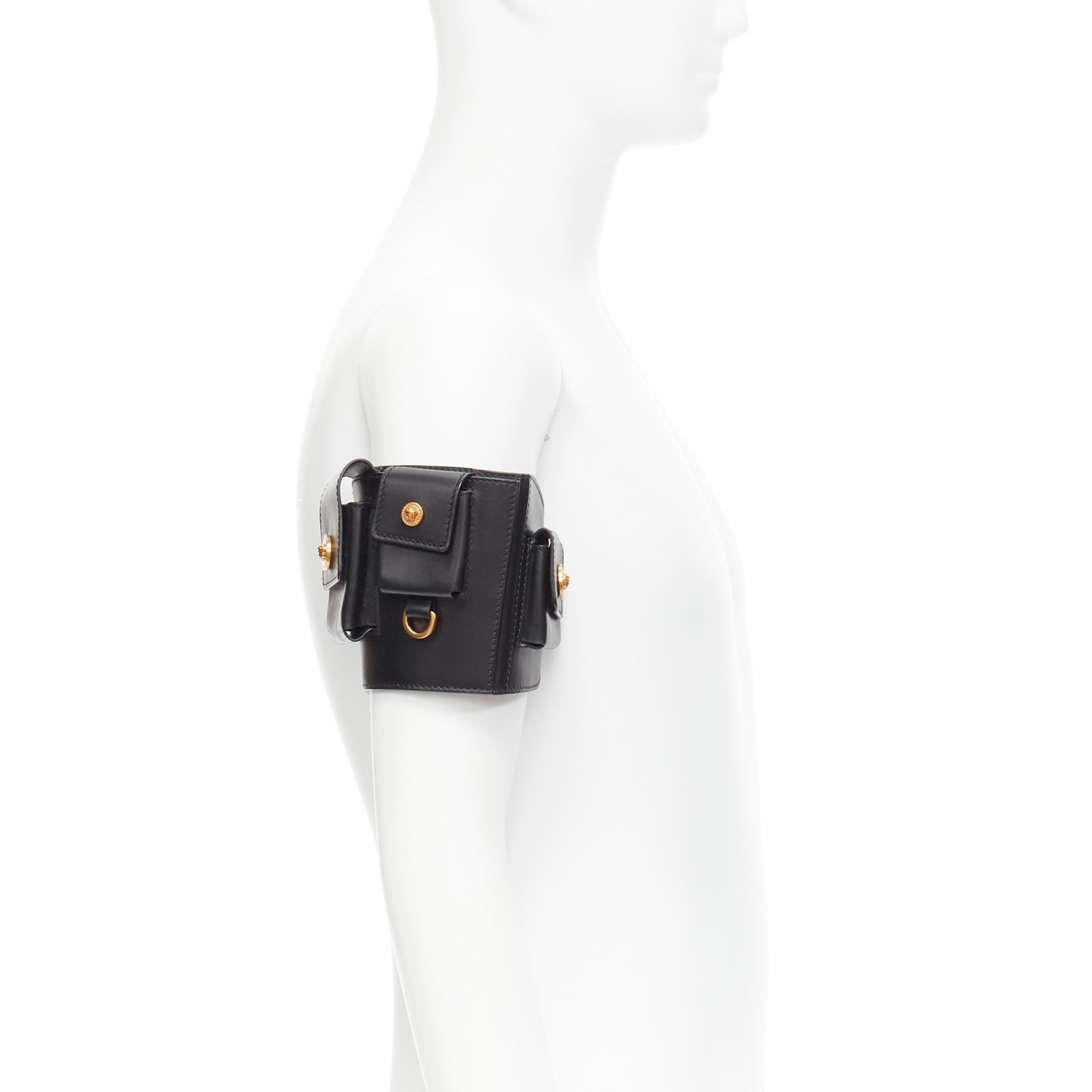 new VERSACE 2019 Runway black gold Medusa multipocket harness arm bag Rare In New Condition In Hong Kong, NT
