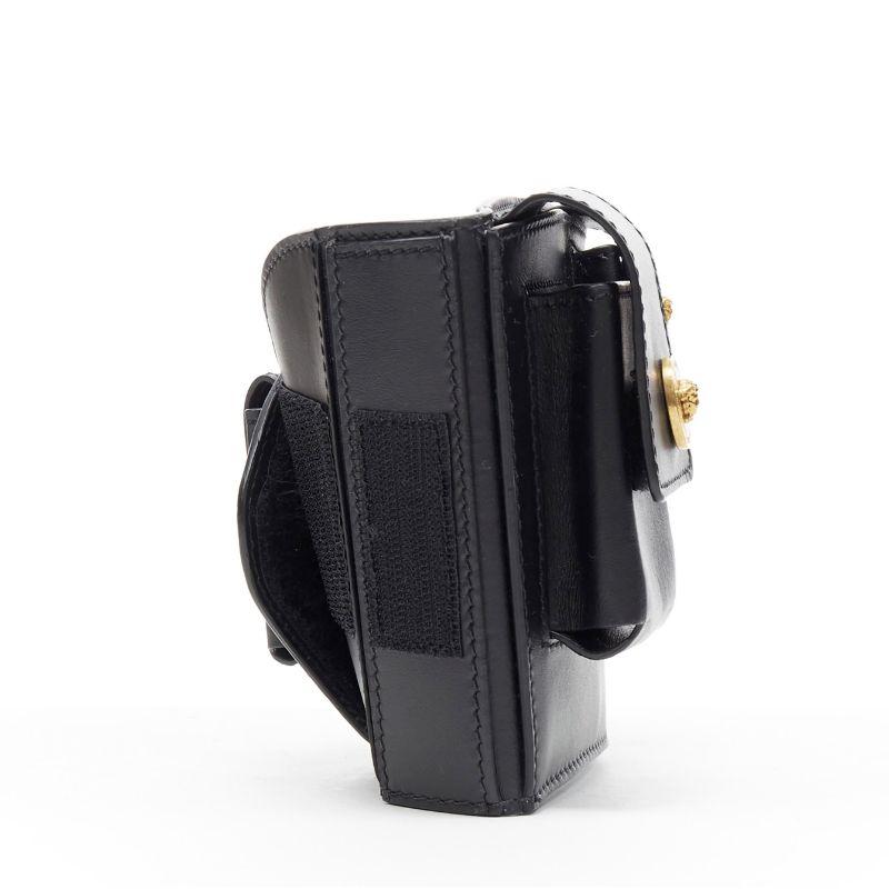 new VERSACE 2019 Runway black gold Medusa multipocket harness arm bag Rare For Sale 2