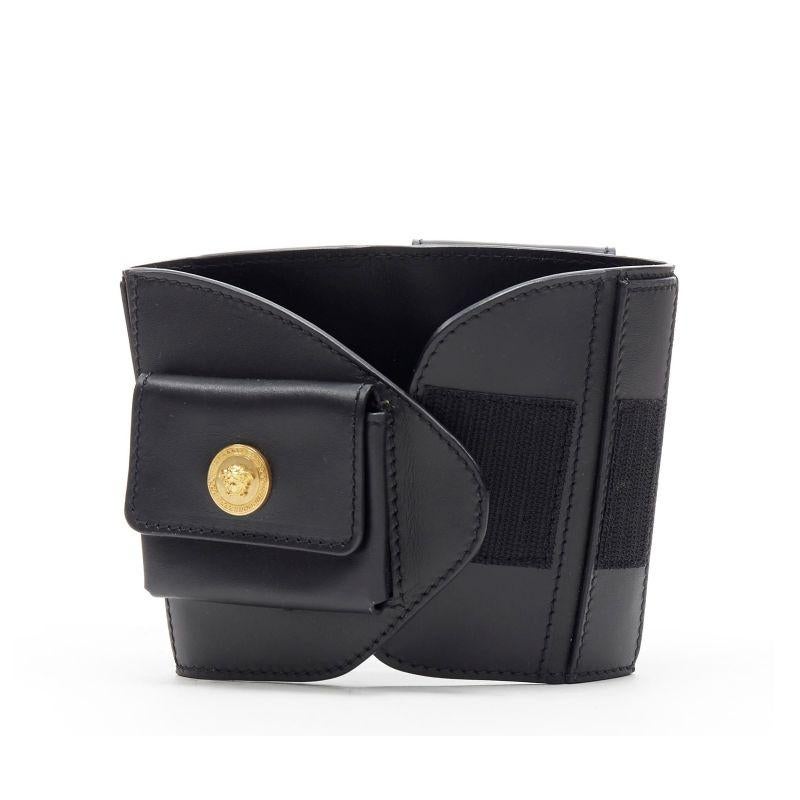 new VERSACE 2019 Runway black gold Medusa multipocket harness arm bag Rare For Sale 3