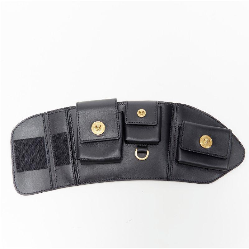 new VERSACE 2019 Runway black gold Medusa multipocket harness arm bag Rare For Sale 4
