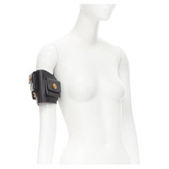 new VERSACE 2019 Runway black gold Medusa multipocket harness arm bag Rare