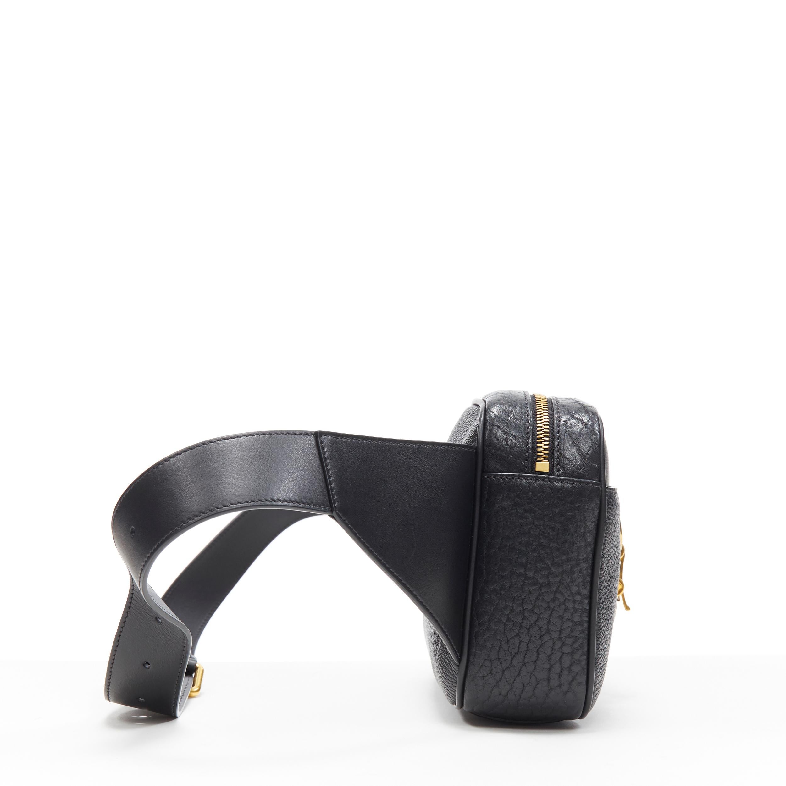 Men's new VERSACE 2019 Runway black leather clasp buckle Medusa crossbody belt bag