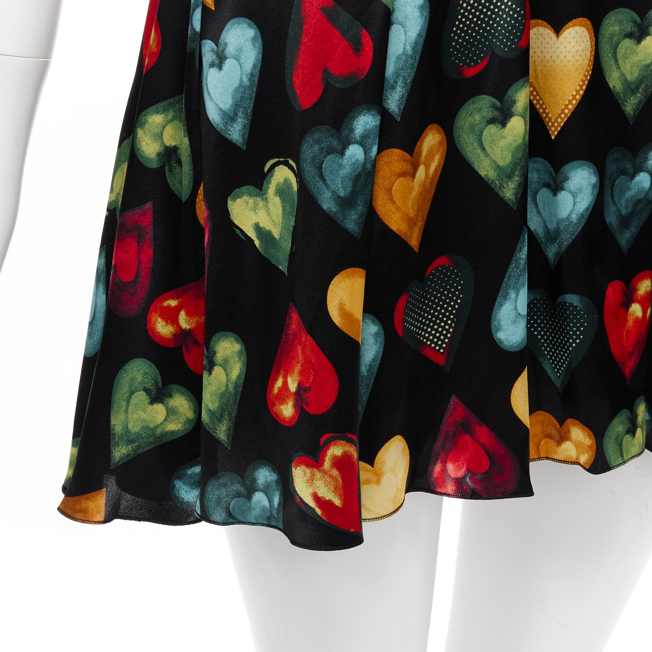 Women's new VERSACE 2019 Runway Jim Dine heart print gold safety pin dress IT38 XS