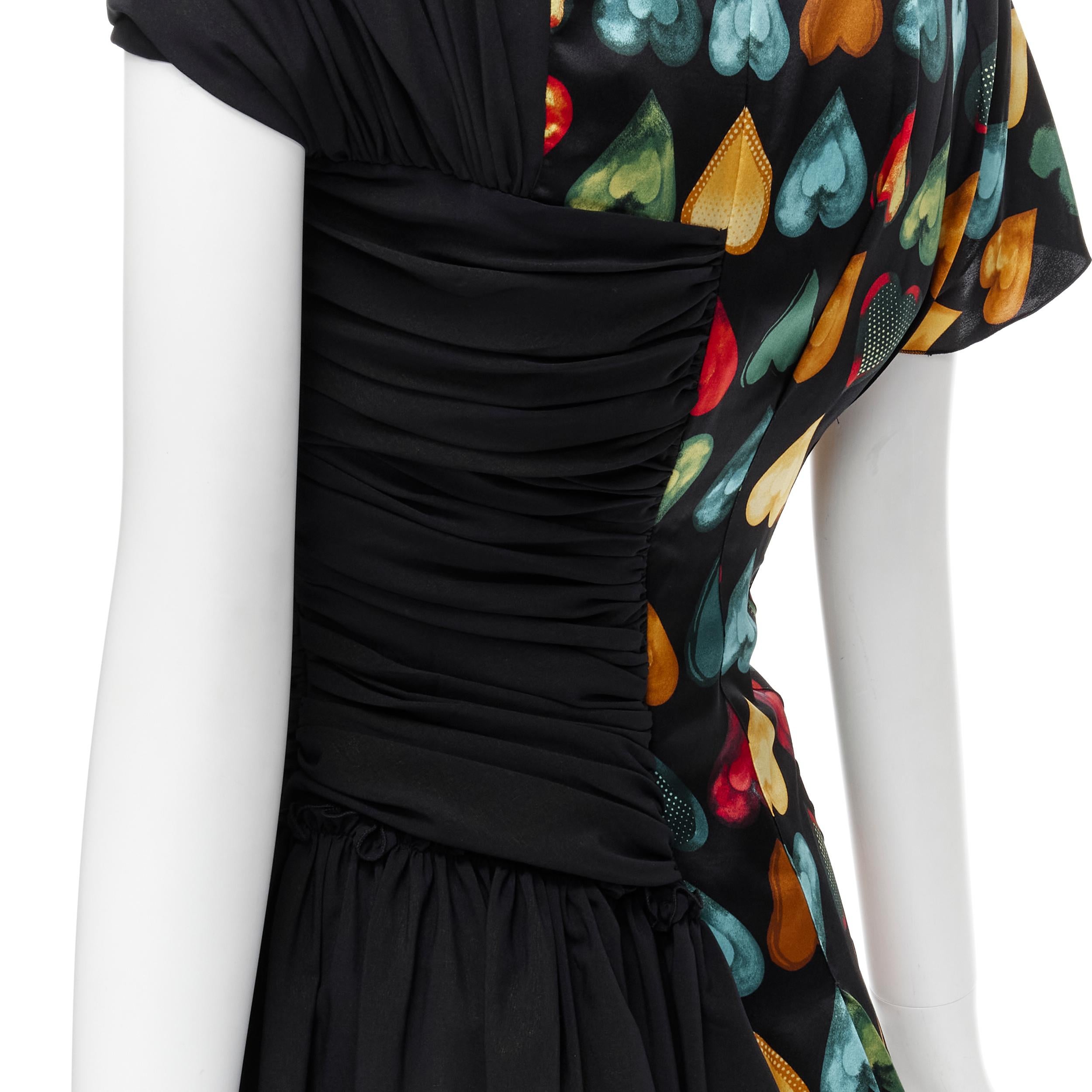 new VERSACE 2019 Runway Jim Dine heart print gold safety pin dress IT38 XS 1