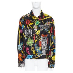 Versace - Veste Medusa boutonnée en soie vintage avec bijoux et cristaux, neuve, taille EU52 XL, défilé 2019