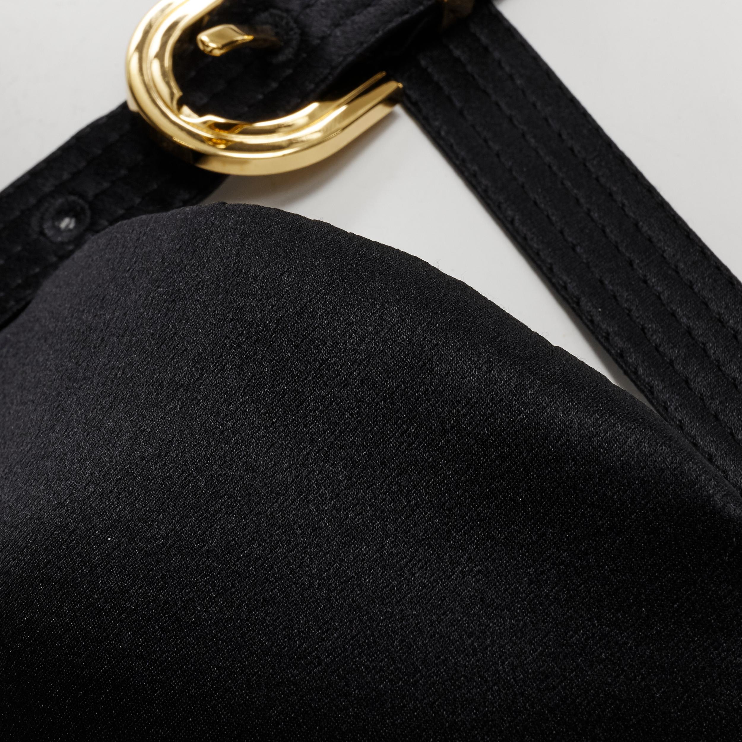 new VERSACE 2019 Runway S&M Bondage black crystal silk gold buckle bra FR40 L 6