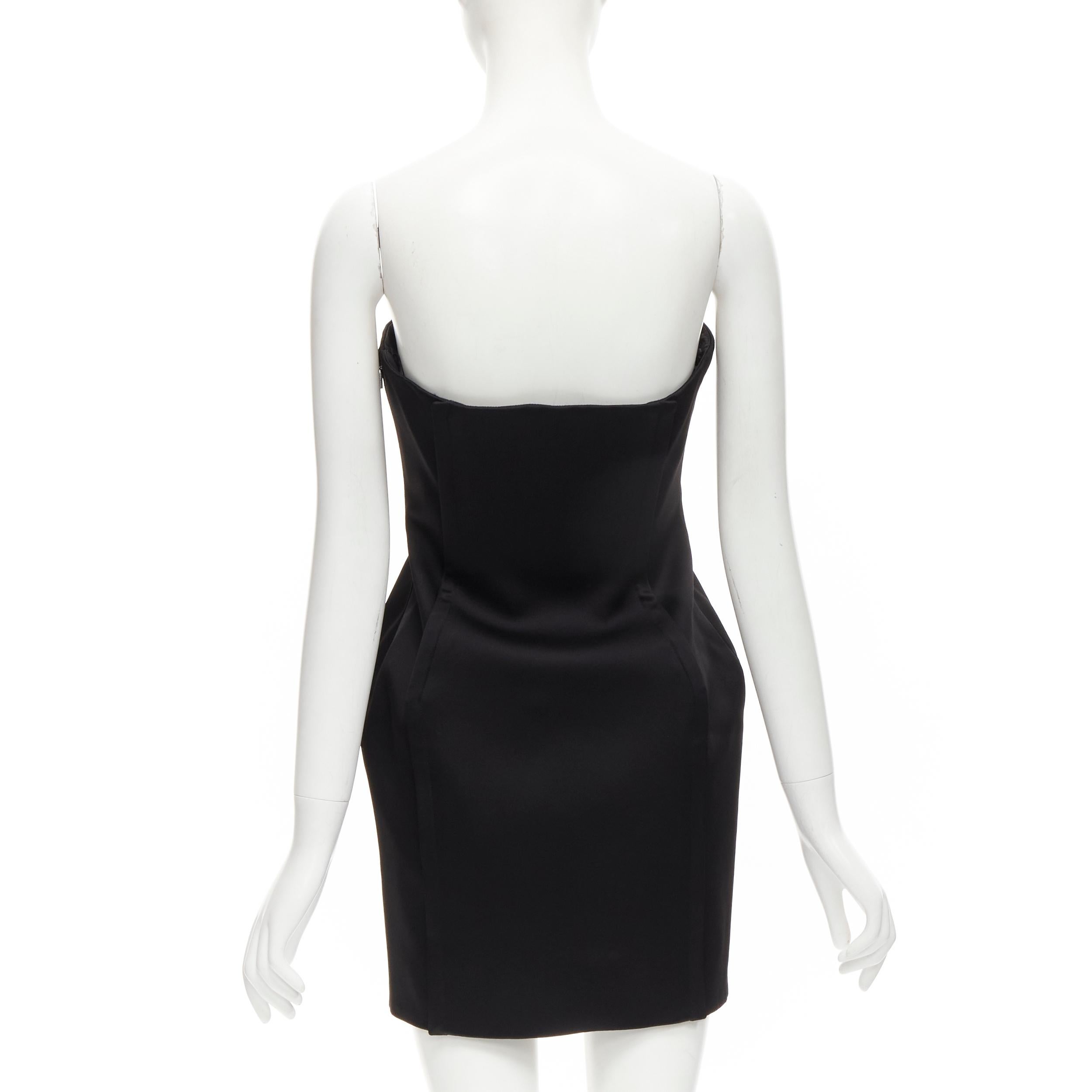 new VERSACE 2020 black strapless corseted fitted mini party dress IT40 S For Sale 1
