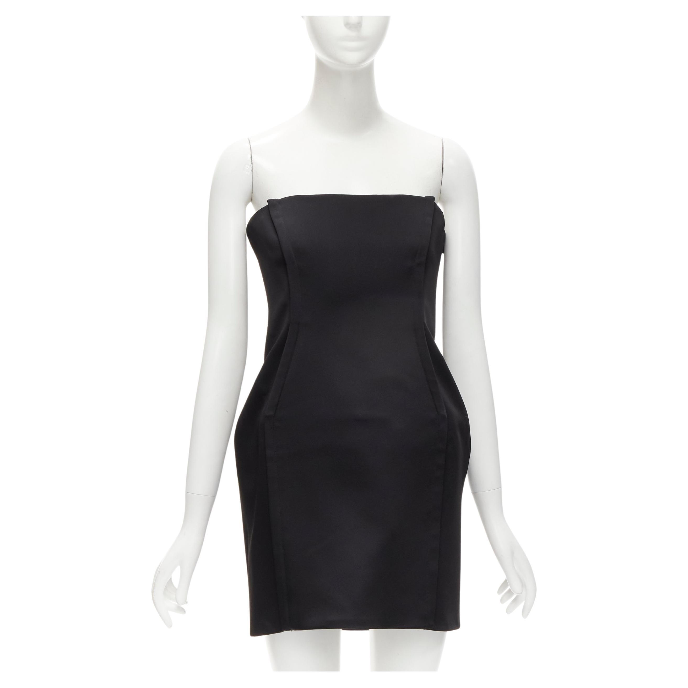 new VERSACE 2020 black strapless corseted fitted mini party dress IT40 S For Sale