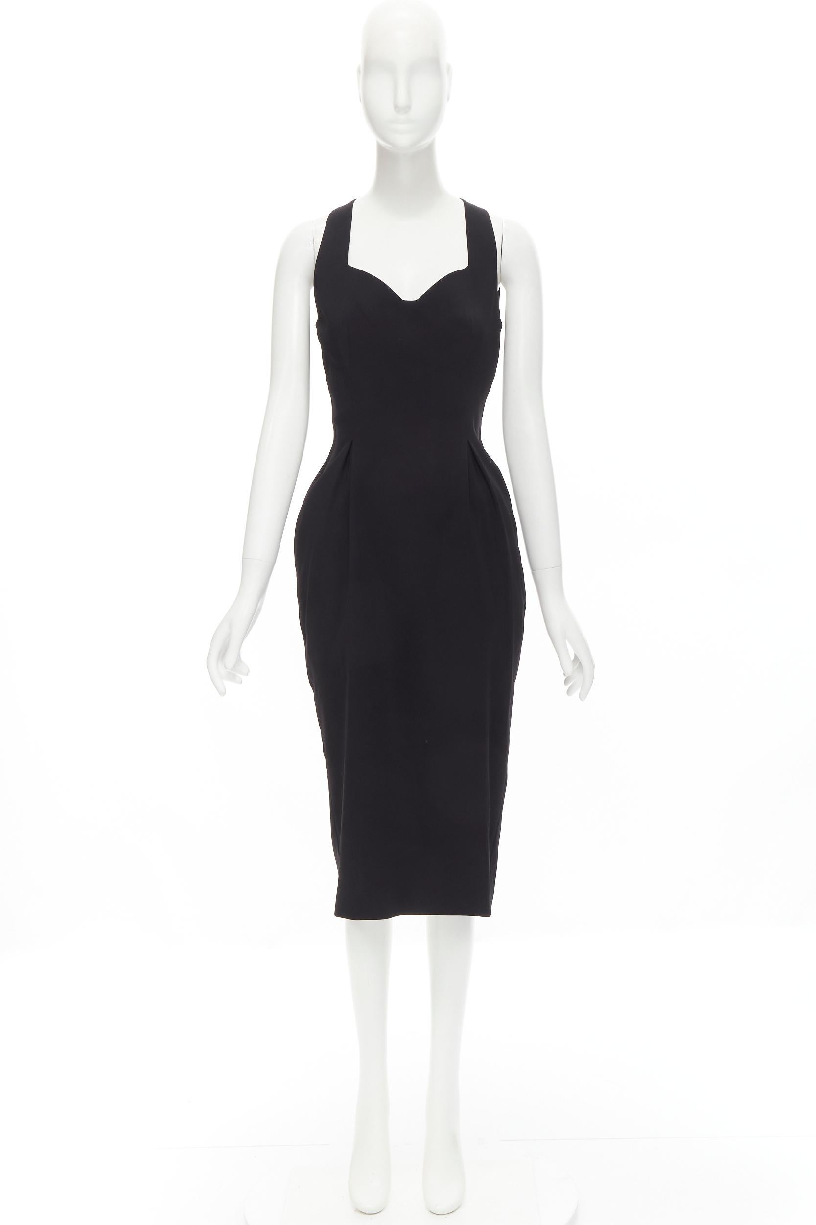 new VERSACE 2020 black sweetheart neckline dart skirt gold chain dress