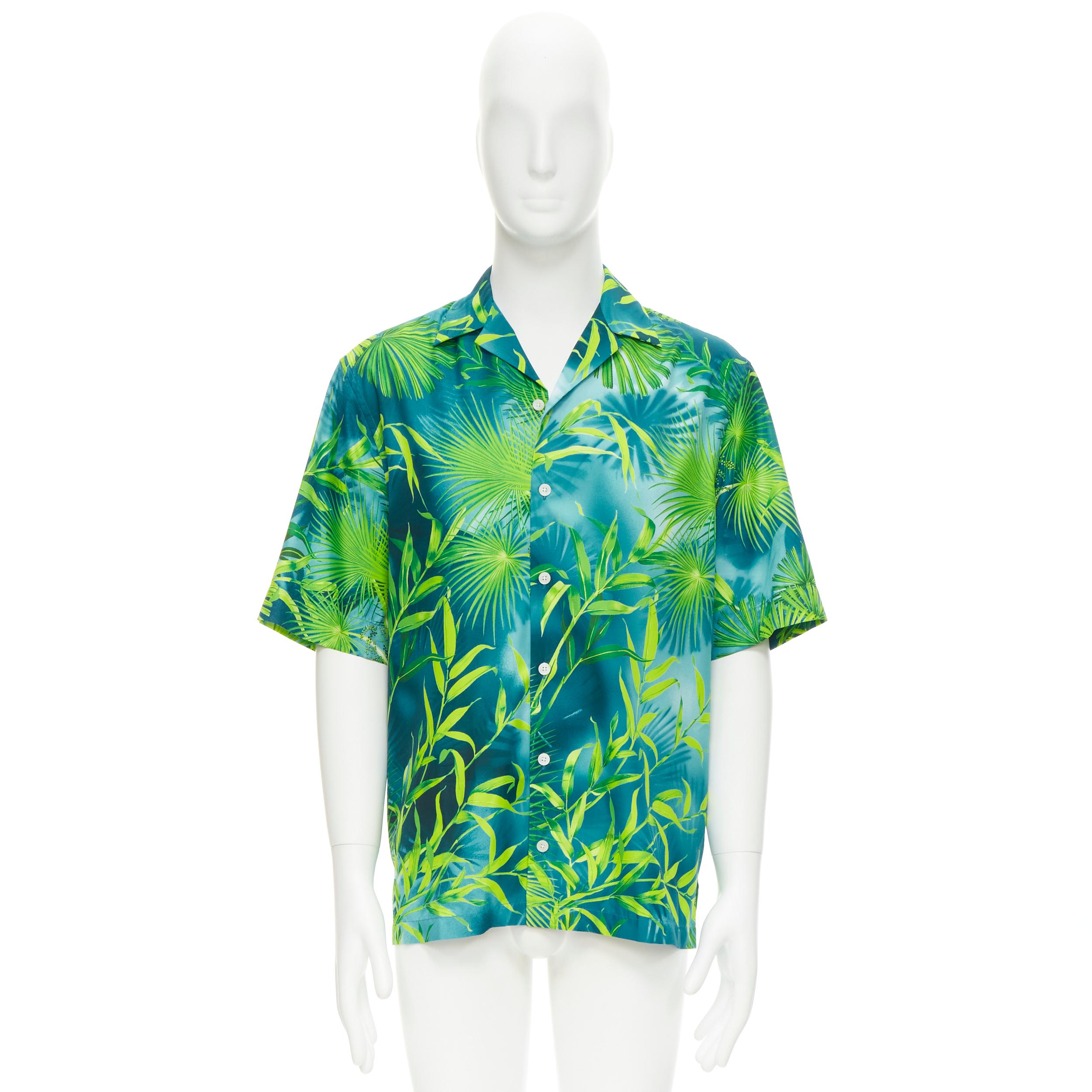 new VERSACE 2020 Iconic JLo Jungle print green tropical print shirt EU37 XS 5