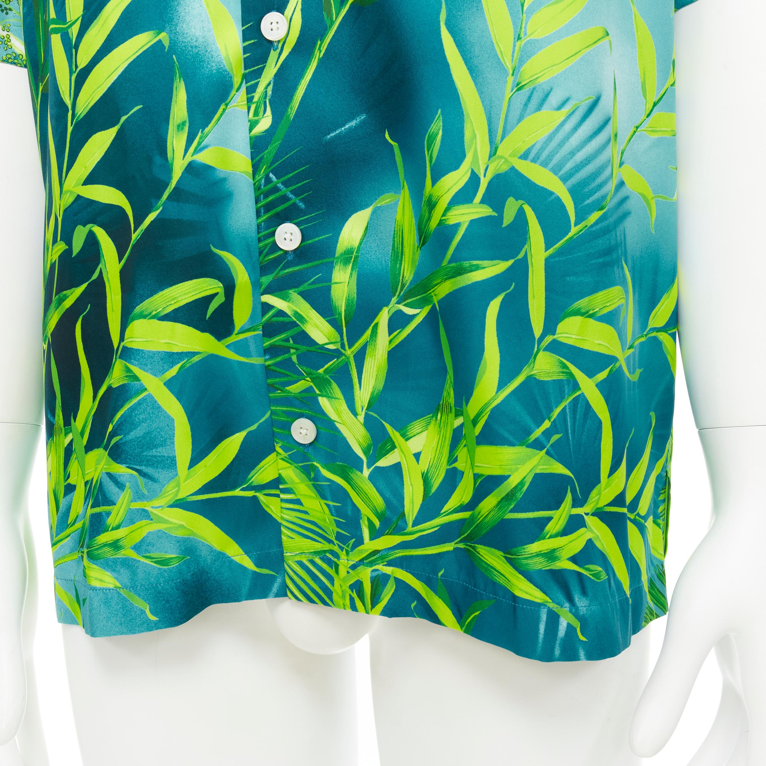 new VERSACE 2020 Iconic JLo Jungle print green tropical print shirt EU37 XS 2