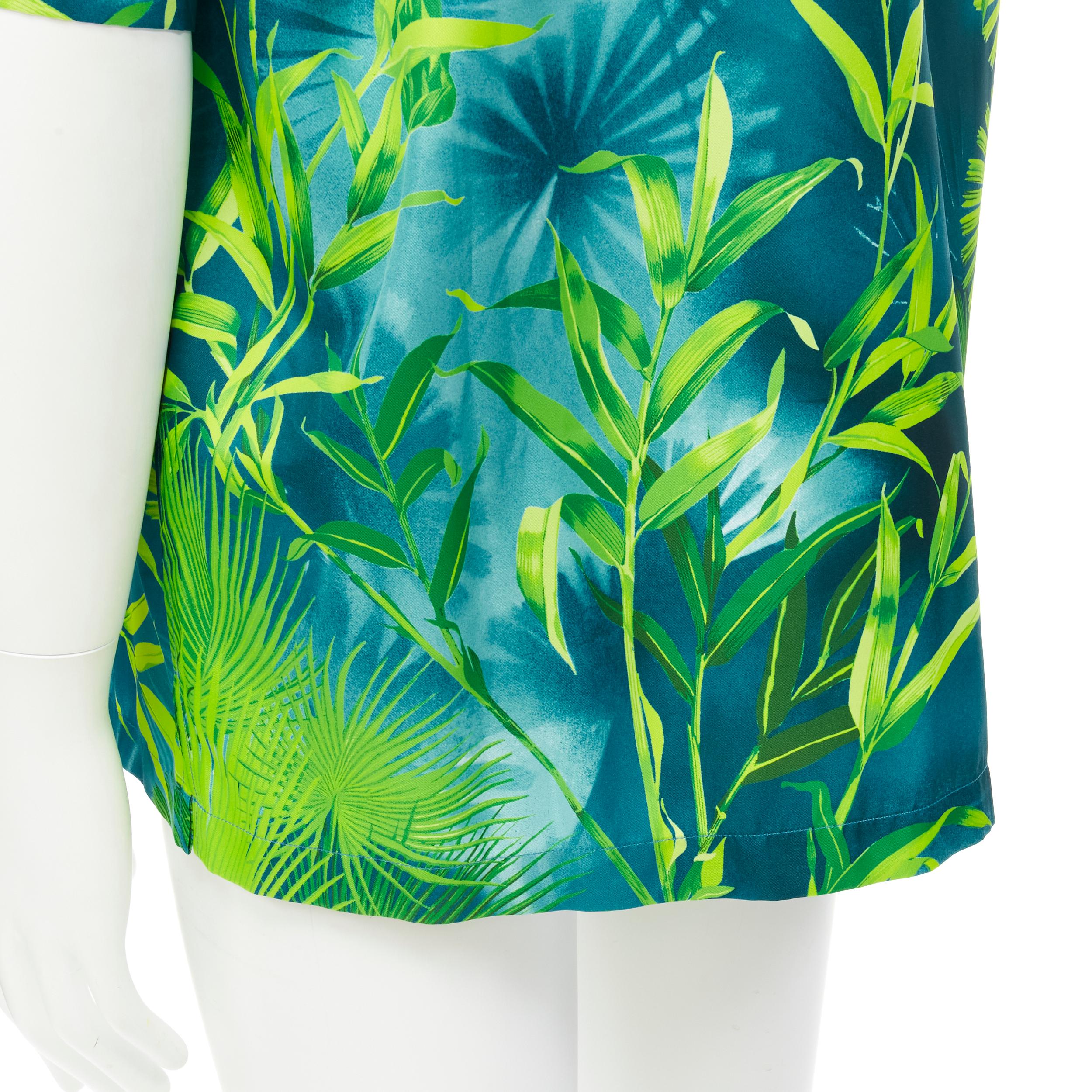 nuovo VERSACE 2020 Iconic JLo Jungle print camicia verde stampa tropicale EU38 S 5