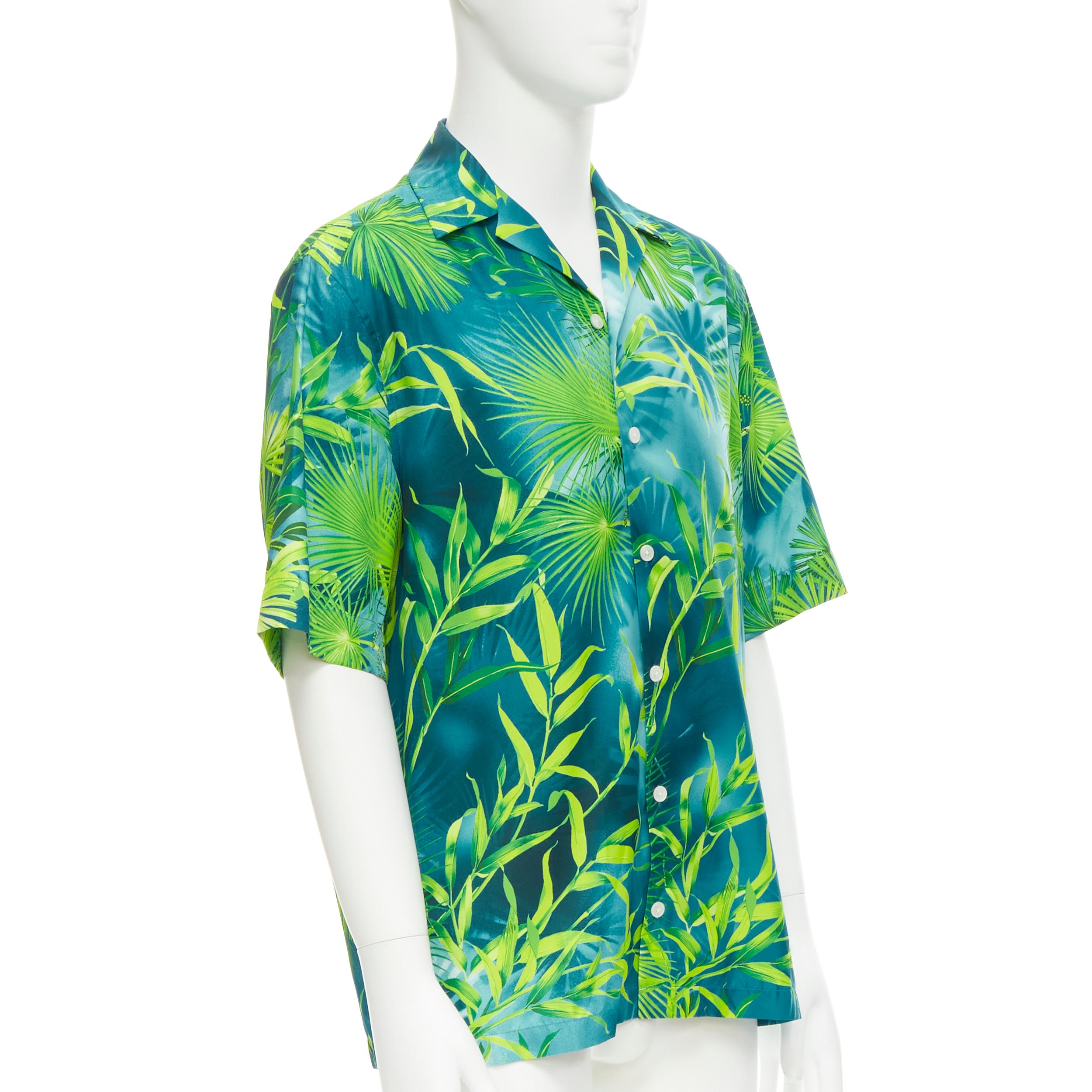 Verde nuovo VERSACE 2020 Iconic JLo Jungle print camicia verde stampa tropicale EU38 S