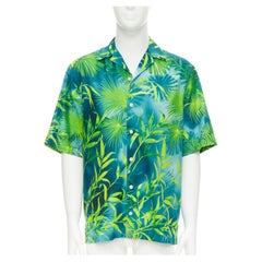 nuovo VERSACE 2020 Iconic JLo Jungle print camicia verde stampa tropicale EU38 S