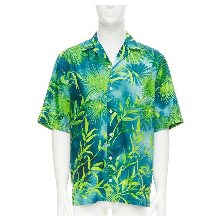 new VERSACE 2020 Iconic JLo Jungle print green tropical print shirt EU38 S  For Sale at 1stDibs