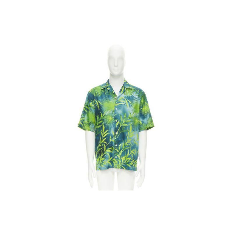 new VERSACE 2020 Iconic JLo Jungle print green tropical print shirt EU41 XL For Sale 6