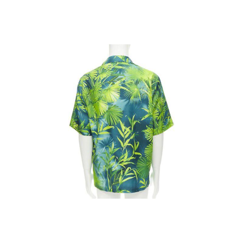 new VERSACE 2020 Iconic JLo Jungle print green tropical print shirt EU41 XL For Sale 1