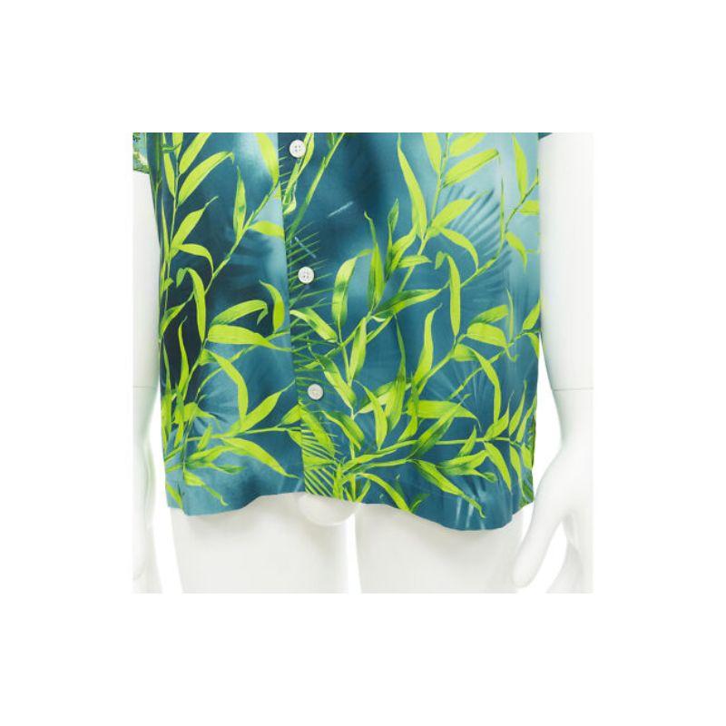new VERSACE 2020 Iconic JLo Jungle print green tropical print shirt EU41 XL For Sale 3