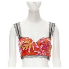 new VERSACE 2020 Iconic JLo Jungle print pink tropical bralette IT38 XS