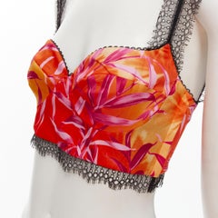 new VERSACE 2020 Iconic JLo Jungle print pink tropical bralette IT40 S