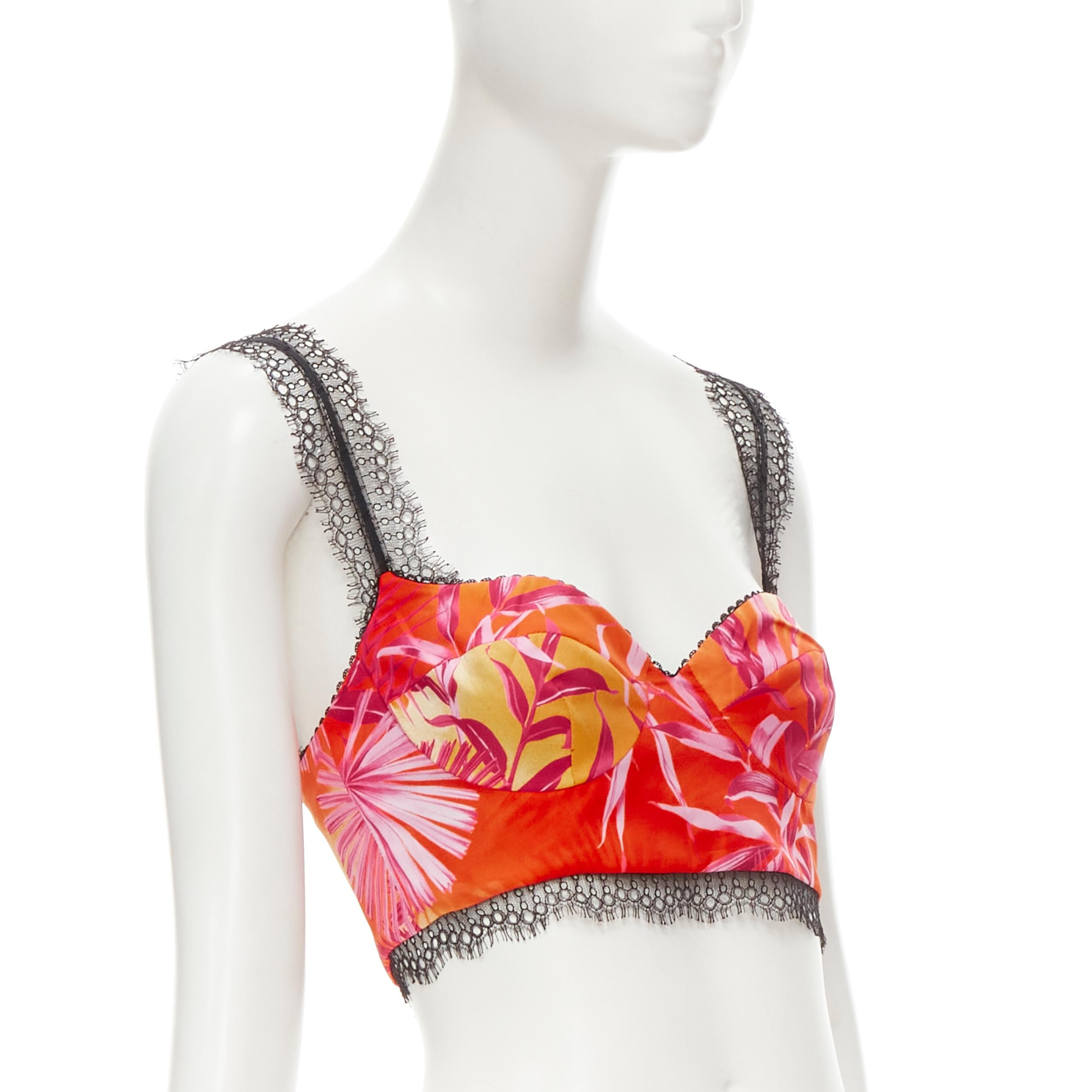 Gray new VERSACE 2020 Iconic JLo Jungle print pink tropical bralette IT40 S For Sale