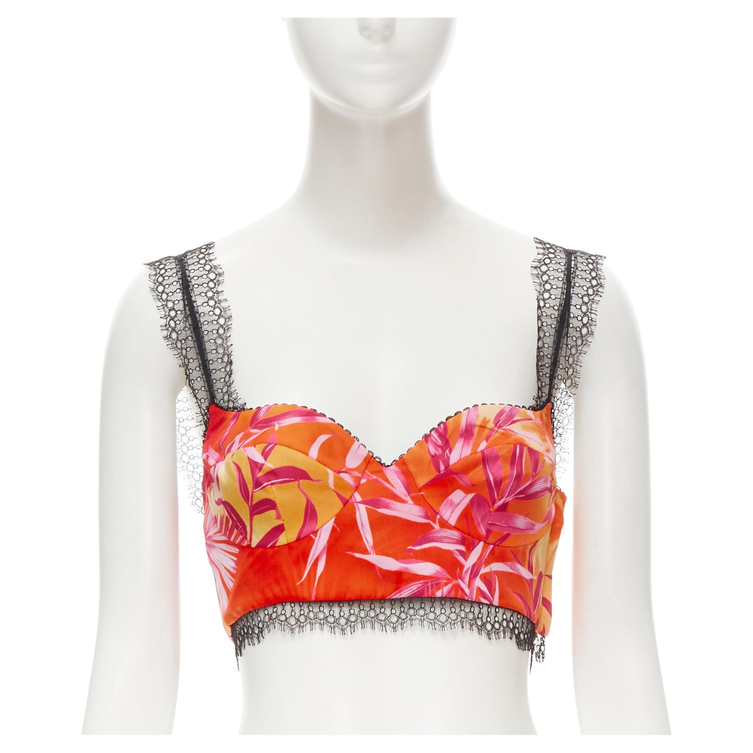 new VERSACE 2020 Iconic JLo Jungle print pink tropical bralette IT40 S For Sale