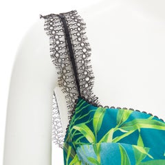 new VERSACE 2020 Iconic Jungle print lace trim boned bustier bra top IT42 M